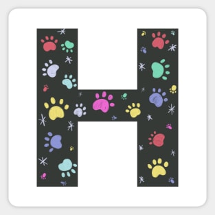 H letter  with colorful paw print Sticker